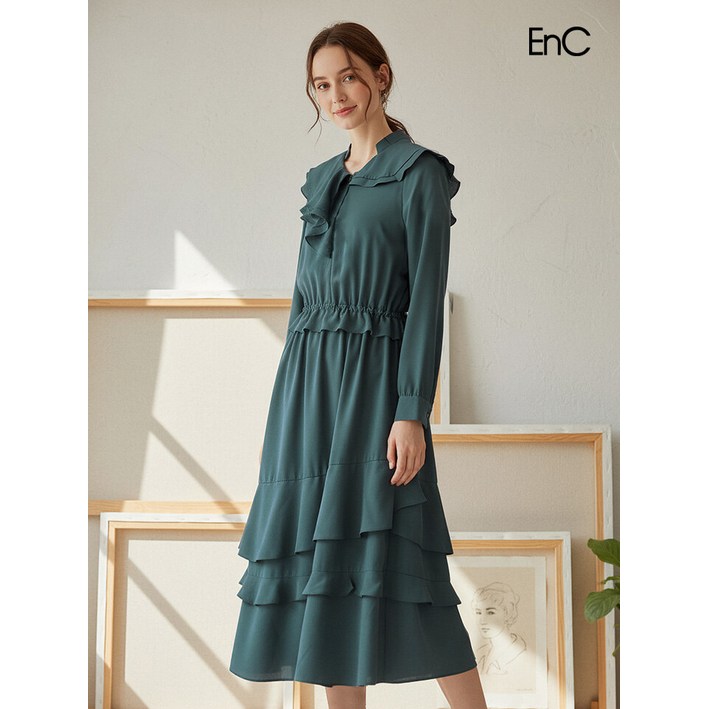 [ENC] 페미닌 러플 카라원피스 (ENOW14V45W)