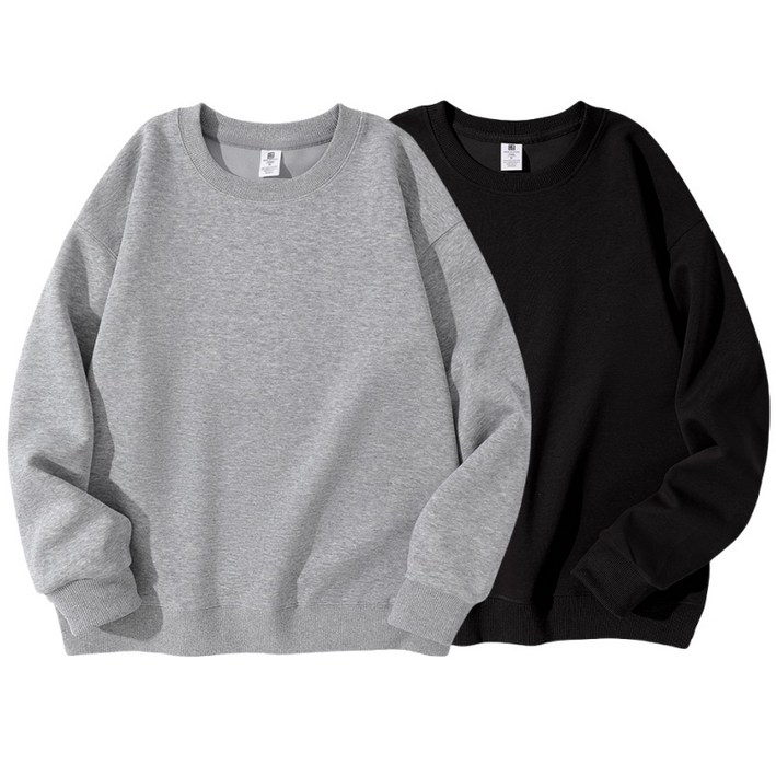 1+1 남자 맨투맨 긴팔티 데일리 오버핏 무지 면질 맨투맨 2장 세트 남녀공용 Sevenmoon