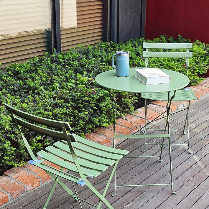 튼튼한 야외용 선셋 2인용 테이블 세트 (의자2개+테이블), 그린