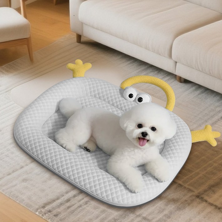 YOPENCE 왕눈이 강아지쿨매트 통기성 미끄럼방지 강아지매트 사계절 겸용 가능, 그레이