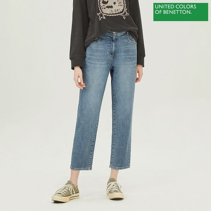 베네통  뒷밴딩 포켓 배기 데님 팬츠 BADP07311 IN