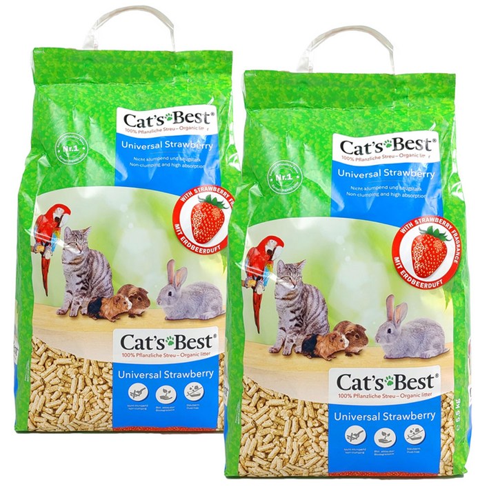 캣츠베스트 유니버셜 우드펠렛 고양이 화장실 배변모래 딸기향 10L(5.5Kg)*2개, 5.5kg, 2개