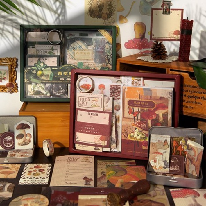 하영이네 빈티지 레트로 감성 다이어리 꾸미기 125종 세트, 버건디 감성세트, 1세트