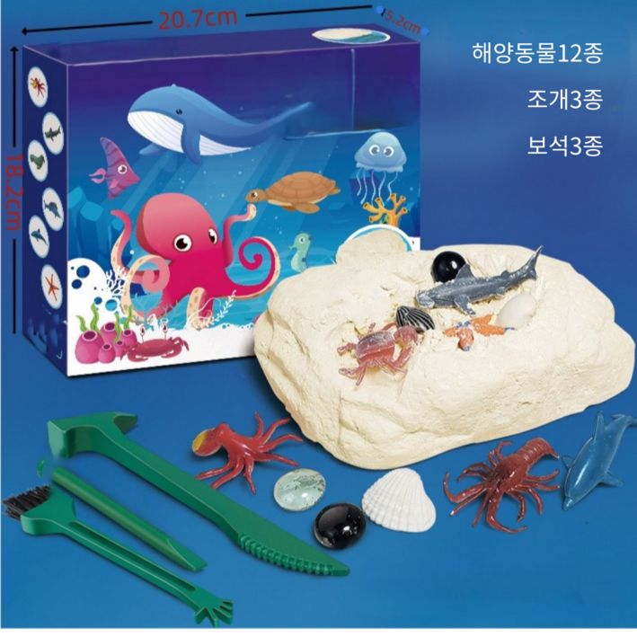 탐험 발굴키트,체험키트,화석발굴키트, 해양동물, 1개