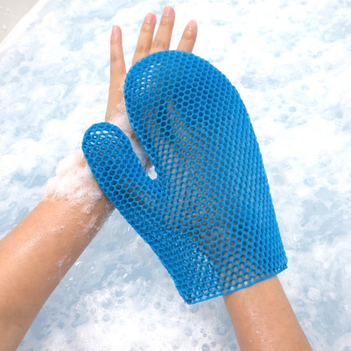 누모아 허니셀 샤워 글러브 친환경 TPU 반영구 바디 각질 케어, 1개, 1개입, 아쿠아 블루 Aqua Blue