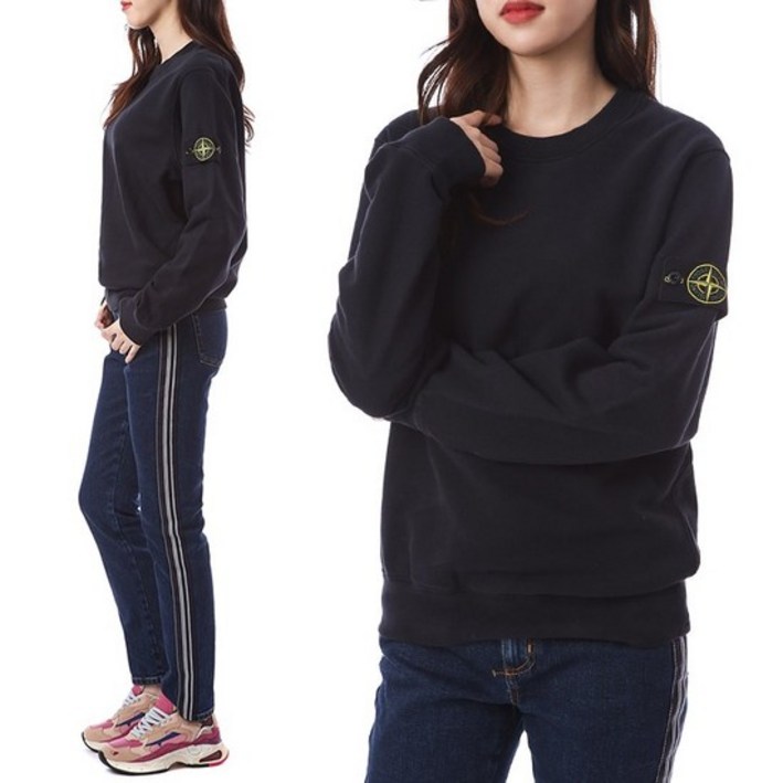 [스톤아일랜드] [명품] 와펜패치 코튼 기모 여성 맨투맨 티셔츠771563020 V0020 771563020 V0020