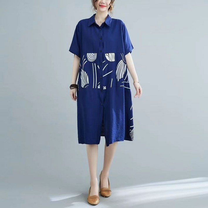 LEXIN 봄여름 날씬해 보이는 패치 A라인 스커트 반팔 원피스 LEXIN 봄여름 날씬해 보이는 패치 A라인 스커트 반팔 원피스