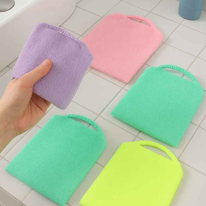 컬러 혼합 강력 각질 제거 목욕 때밀이 타올 4종 세트