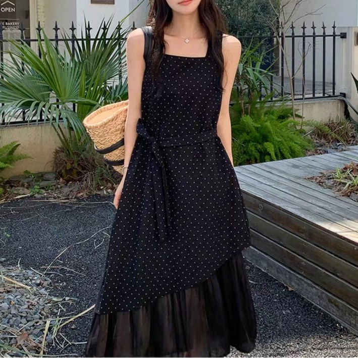 LS 썸머타임 민소매 도트 원피스
