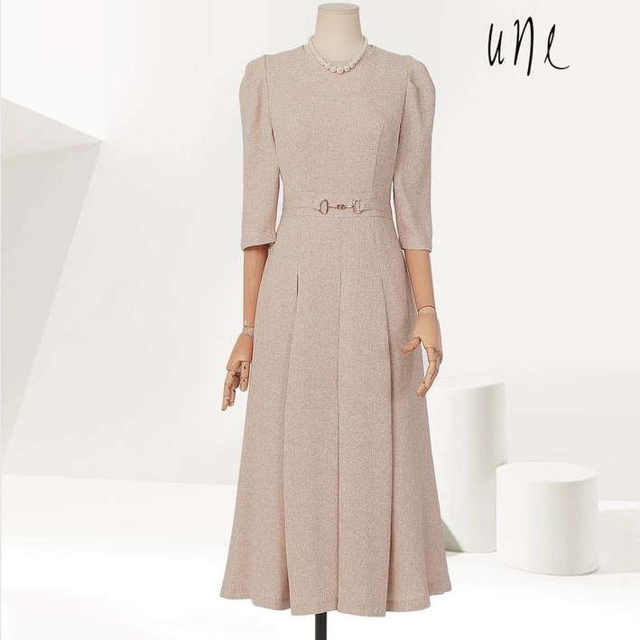 윈 UNE맞주름롱플레어린넨필원피스