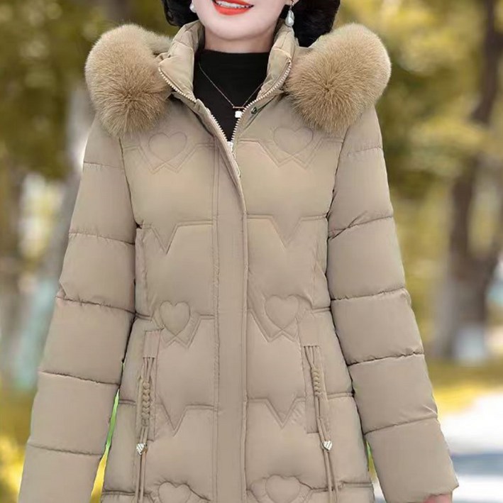 708090 중년 여성 두툼  후드 집업 패딩