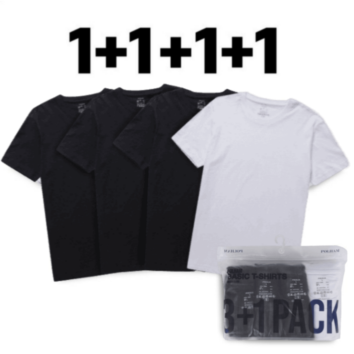 백화점 매장판  판매자 슈렉shoerek  판매자 주의해서 주문 폴햄 기본 티셔츠 세트 31 남자 여자 남여공용 무지 이너 라운드 반소매 반팔 티셔츠 4PCS 1세트