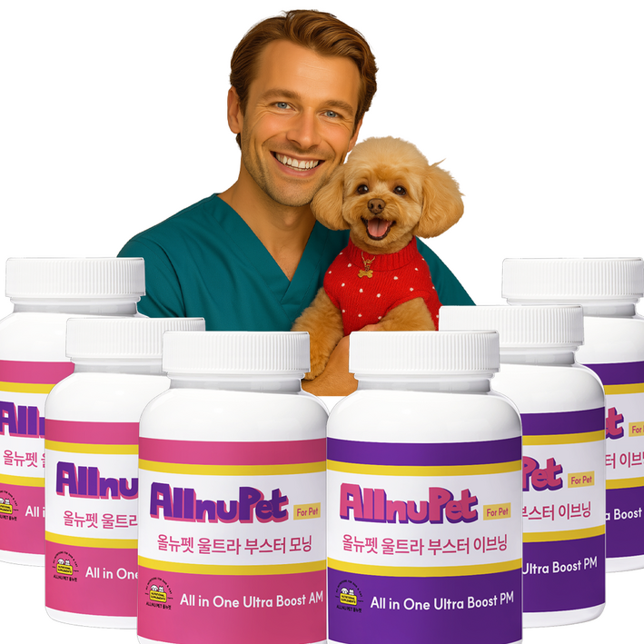 올뉴펫 울트라부스터 모닝이브닝 노령견 강아지 종합영양제 총 180캡슐 고영양, 고기능, 고함량, 고순도 성분 함량 100 투명공개 프리미엄 집중케어