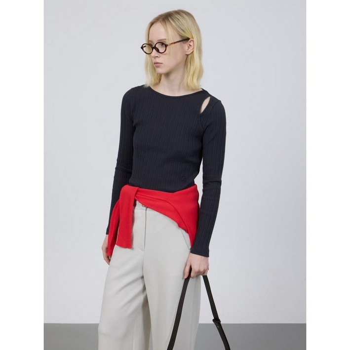 [백화점 정품] ZOOC 맨투맨 (25년 여름) 쥬크 컷아웃 슬림 골지 티셔츠 Z252MSM017