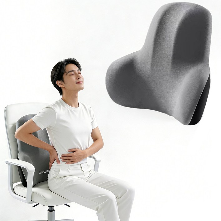 SEVOREN 메모리폼 등받이쿠션 바른자세 허리 지지 사무실용 차량용 허리쿠션