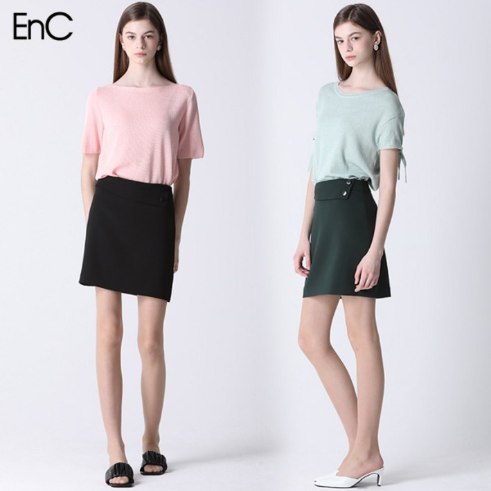 [EnC] 버튼포인트 H라인 스커트 (택가격169000원)