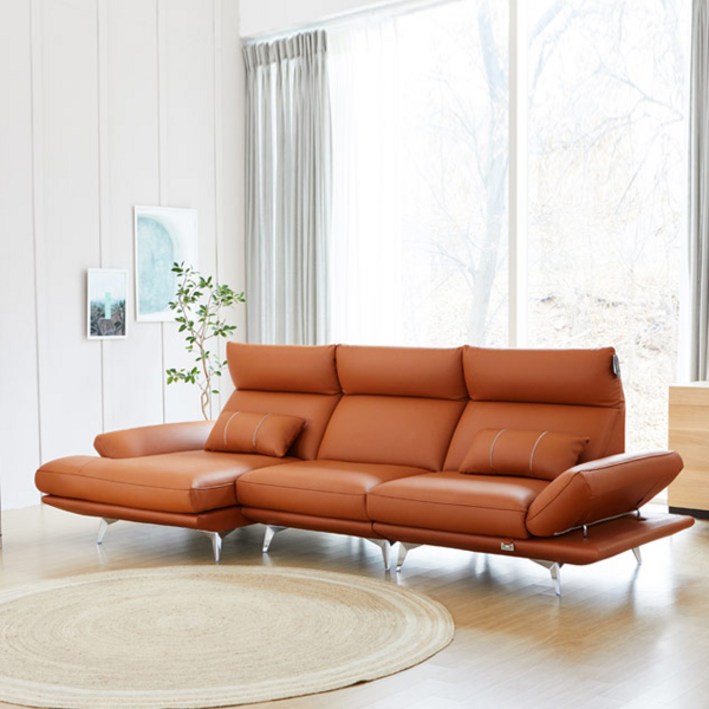 국내 수작업 제작 베르디안 토리노 이태리 천연면피 통가죽 4인용 카우치 소파, 배송메세지에적어주세요