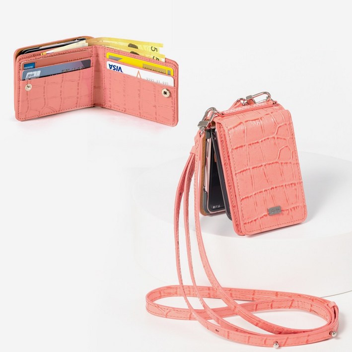 본아띠 METIS 천연소가죽 크로커다일 악어 지갑 갤럭시 Z플립5 6 케이스