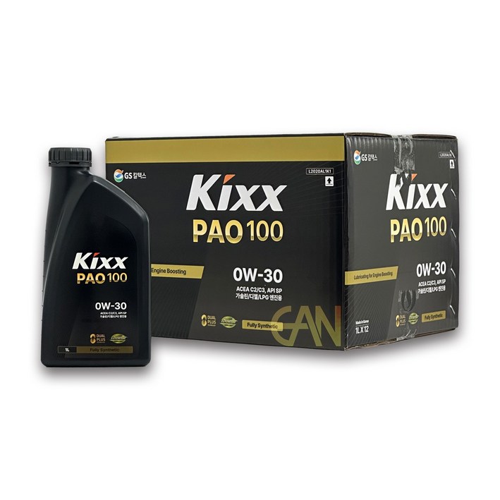 킥스파오 Kixx PAO 100 0W30 (구 PAO1 0W30) 가솔린 디젤 LPG 겸용 엔진 오일, 0w30, 12개, 1L