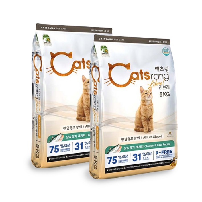 캐츠랑 리브레5kg X 2개 전연령 고양이사료 고양이밥, 5kg, 닭+참치 7853440079