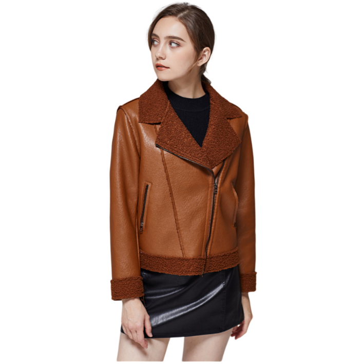 여성용 레더 쇼트 슬림 빅사이즈 코트 여성 레더 코트 뉴타임즈 X238U428