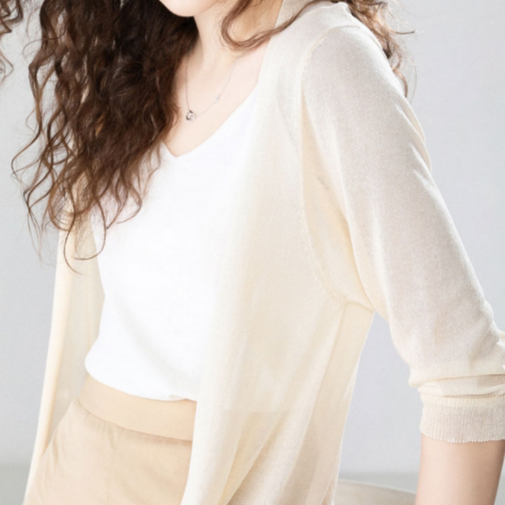 하늘하늘 휴양지룩 얇은 여성 여름 로브 긴팔 롱가디건