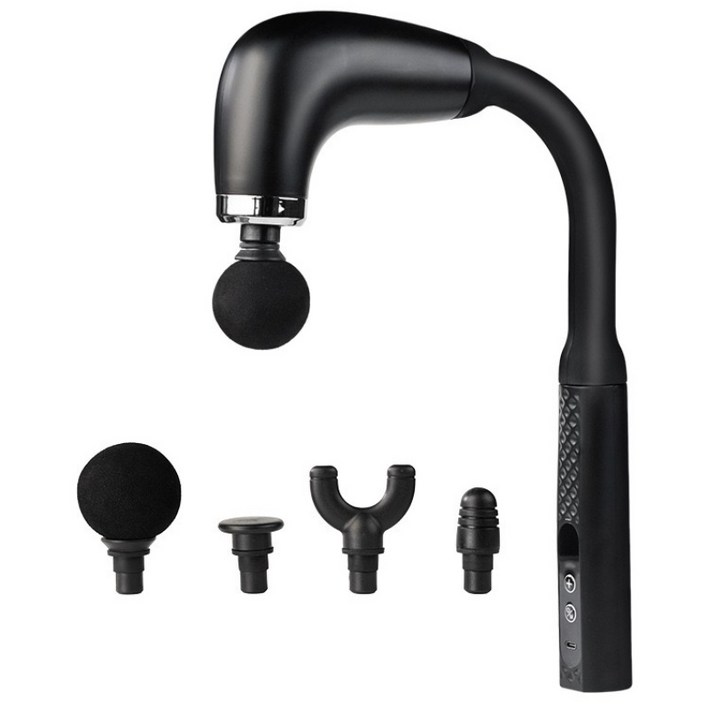 AOSS 진동 핸디 마사지건 강력 진동 갈고리형 휴대용 무선 안마기, 블랙