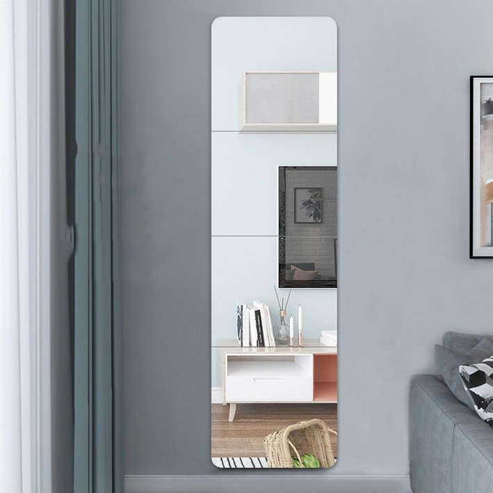 2mm 두께 라운드 코너 붙이는 아크릴 거울 , 안전 전신 거울