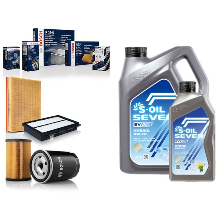 LF 쏘나타 2.0 하이브리드 보쉬필터에스오일 세븐EV 합성유 세트, 1개