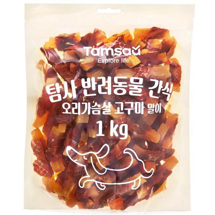 탐사 반려동물 간식 오리가슴살 고구마 말이, 1kg, 1개 탐사 반려동물 간식 오리가슴살 고구마 말이, 1kg, 1개