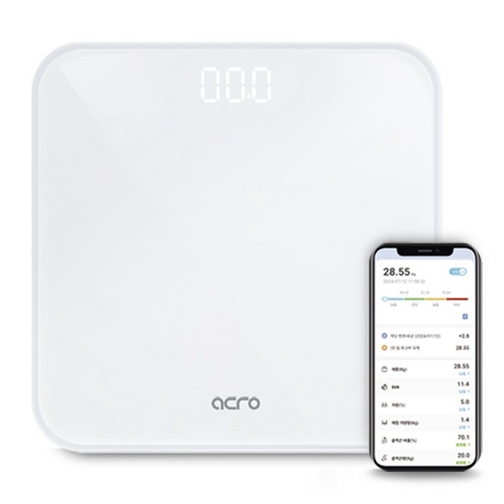 아크로 스마트 체지방 블루투스 체중계, 1개, 화이트, ibody200