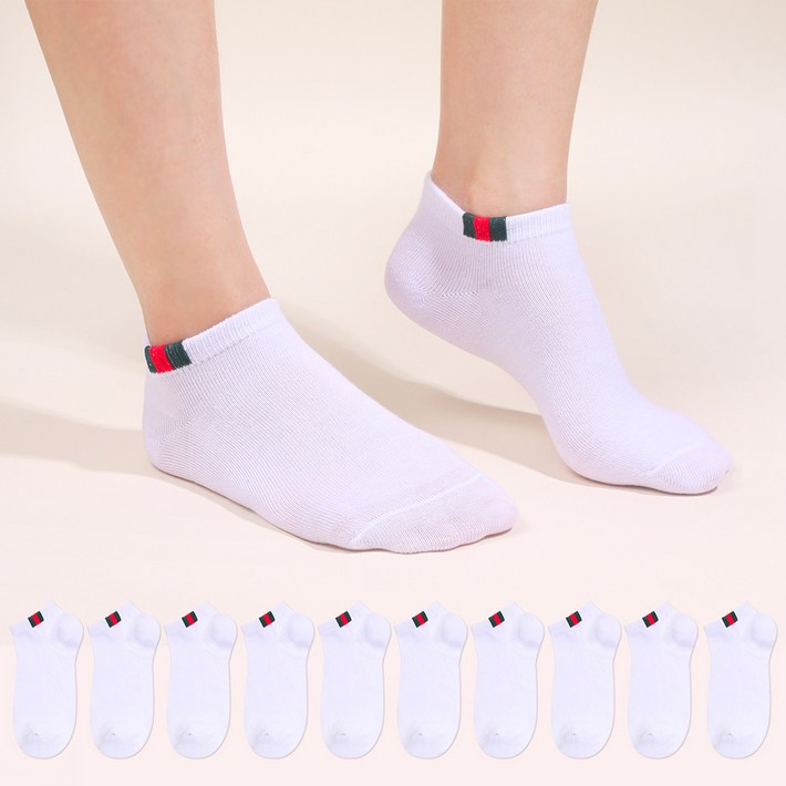 두발로 여성용 삼선 스니커즈 양말 10켤레 두발로 여성용 삼선 스니커즈 양말 10켤레