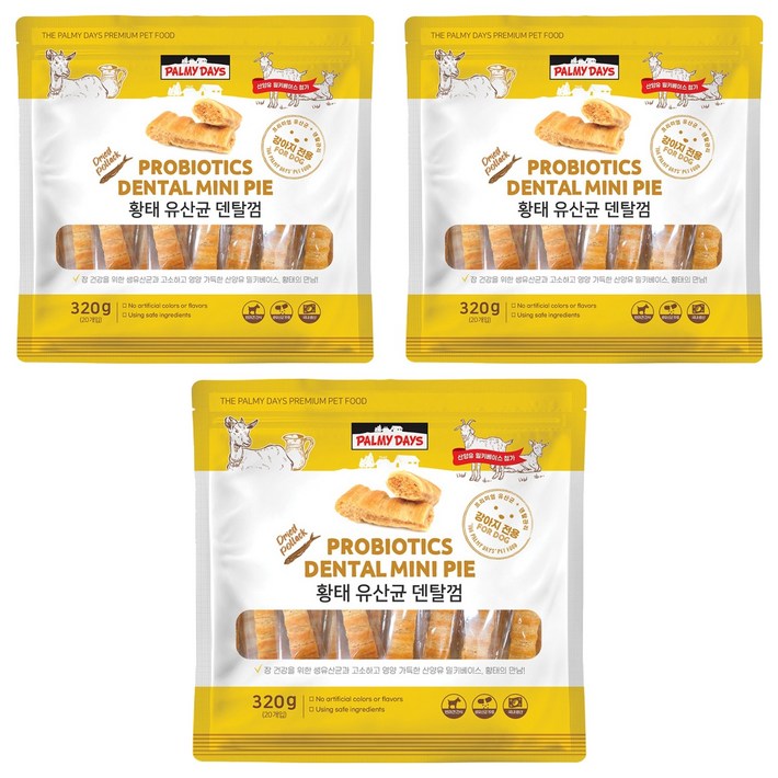 파미데이즈 강아지 밀키베이스 황태 유산균 덴탈껌, 황태맛, 320g, 3개