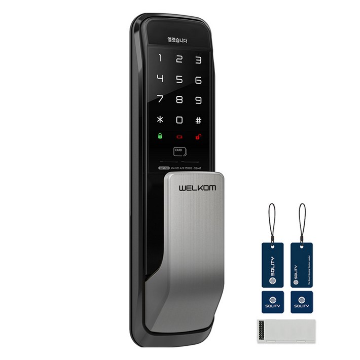 솔리티 웰콤 WiFi 무타공 푸시풀 Iot 디지털 도어락 WP501, WP501, 고객직접설치