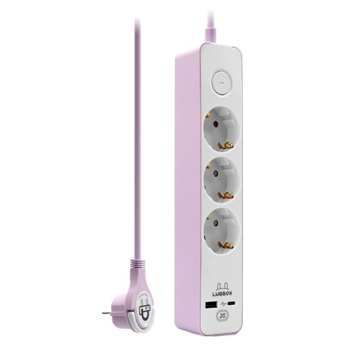 러그박스 고속충전 USB C타입 고용량 멀티탭 3구 3500W 퍼플핑크, 1개, 1.5m 러그박스 고속충전 USB C타입 고용량 멀티탭 3구 3500W 퍼플핑크, 1개, 1.5m