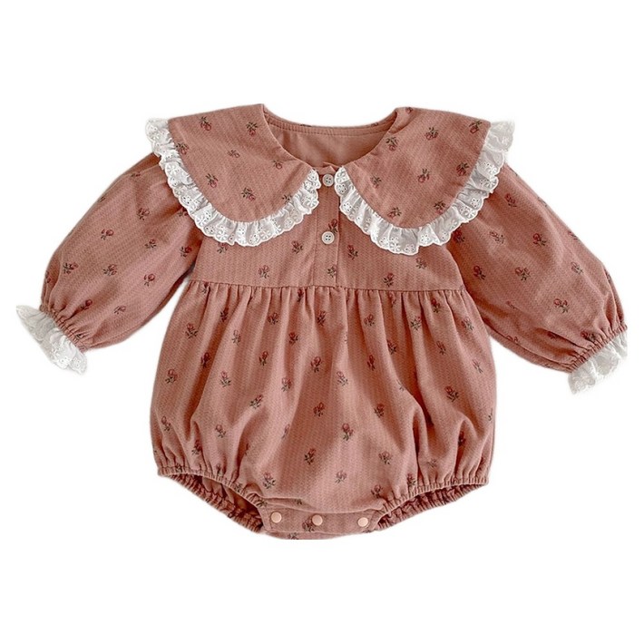 베베니즈 잔플라워 카라넥 긴팔 바디슈트