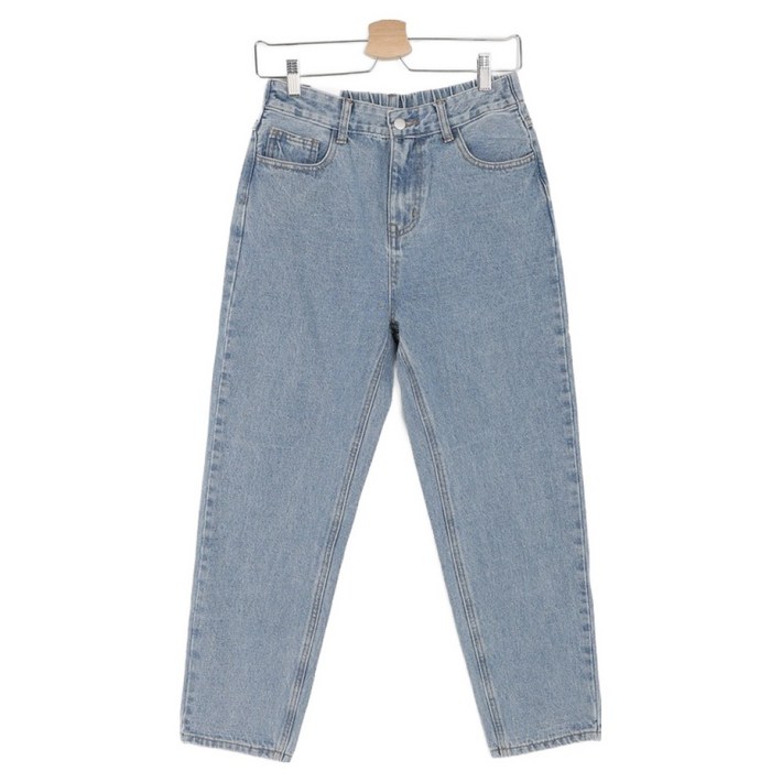 빼빼 여성용 뒷밴딩 세미배기 데님 팬츠