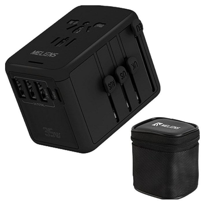 멜리언스 해외여행용 5포트 PD35W 초고속충전 멀티 어댑터 블랙 MLOL1, 1개