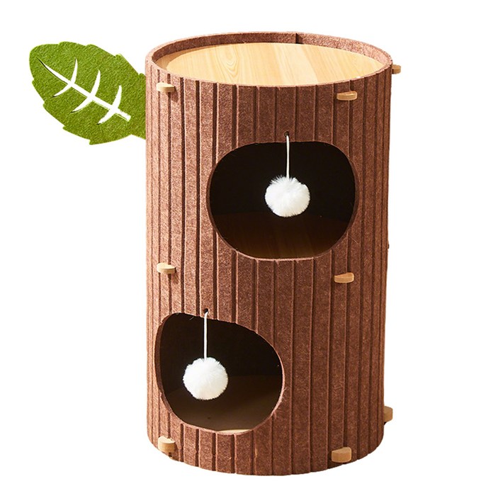 메일캣 고양이 펠트 트리 하우스 숨숨 캣타워, 갈색, 1개