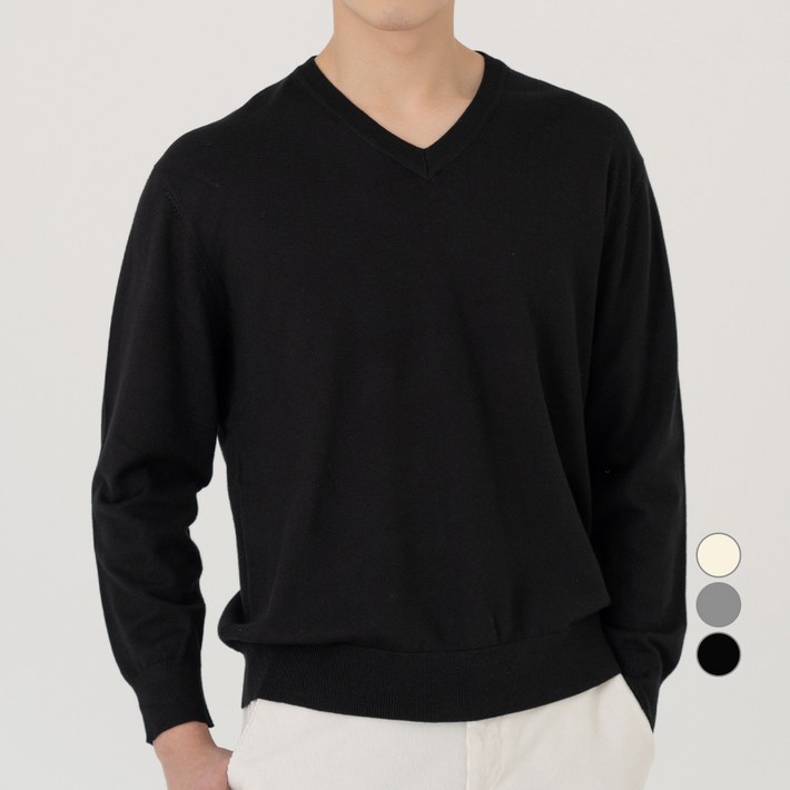 시티파이 남성용 기본 브이 넥 니트 스웨터