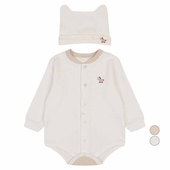 에뜨와 유아용 선물용 면 유네바디수트모자 세트  쇼핑백