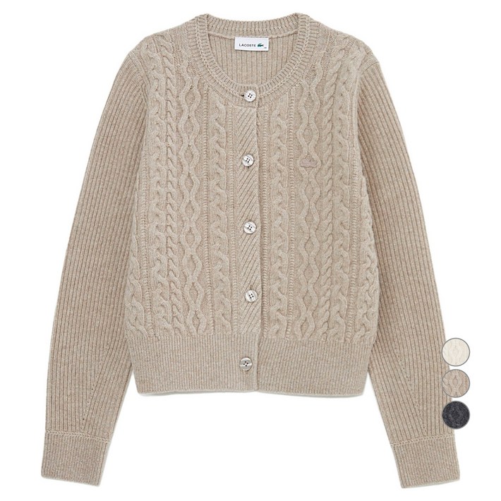 라코스테 여성용 케이블 크롭 가디건 AF789E55N