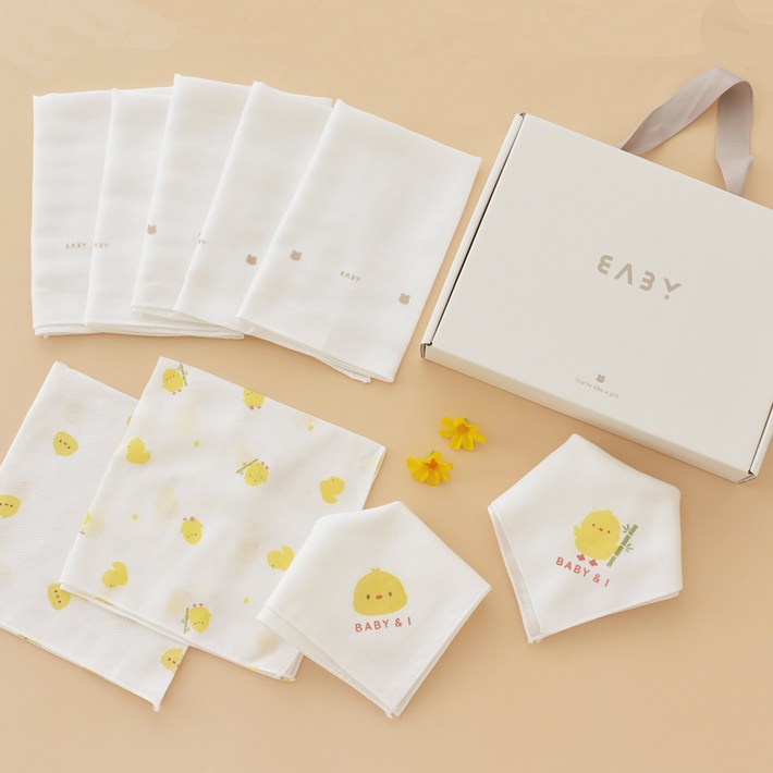 베이비앤아이 유아용 순면 손수건 나염 10p  밤부 5p  거즈 10p 출산선물 세트, 아리, 1세트