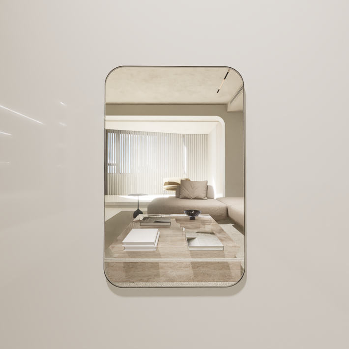 마드 부착식 일반 심플 아크릴거울 긴사각형 L