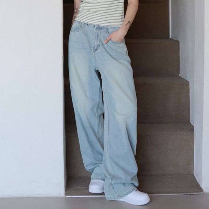 수비진 여성용 썸머쿨 와이드 청바지 롱기장 SP