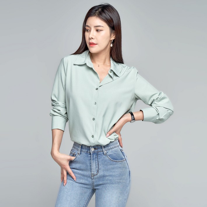 윈디윈디 여성용 링클프리 데일리 베이직 긴팔 셔츠 D08I7wl3064