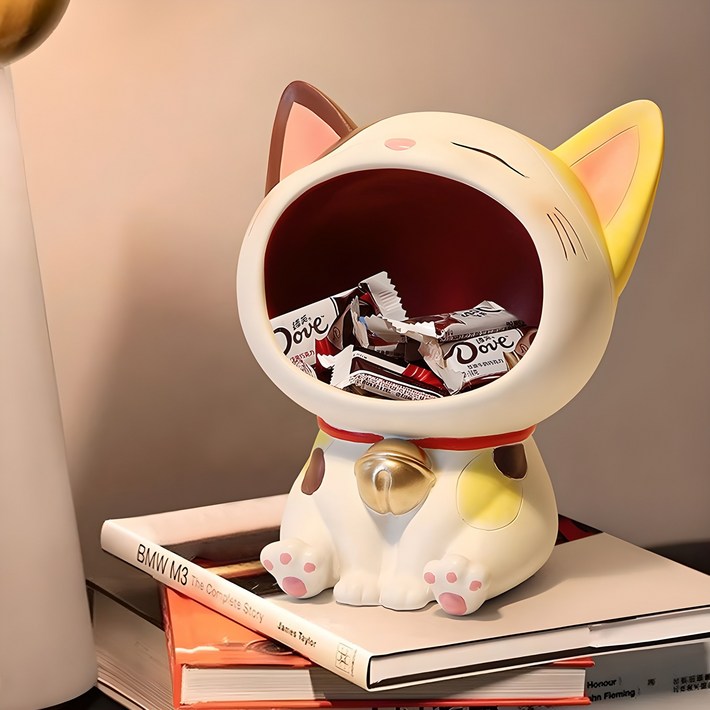 인테리어 소품 입벌린 귀여운 고양이 트레이 장식소품 수납 12, 삼색