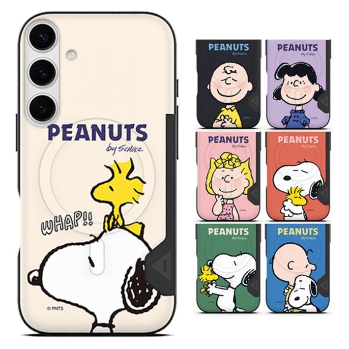 갤럭시S24플러스 S926 스누피 해피타임 투카드 맥세이프 호환 마그네틱 범퍼 케이스 카드포켓