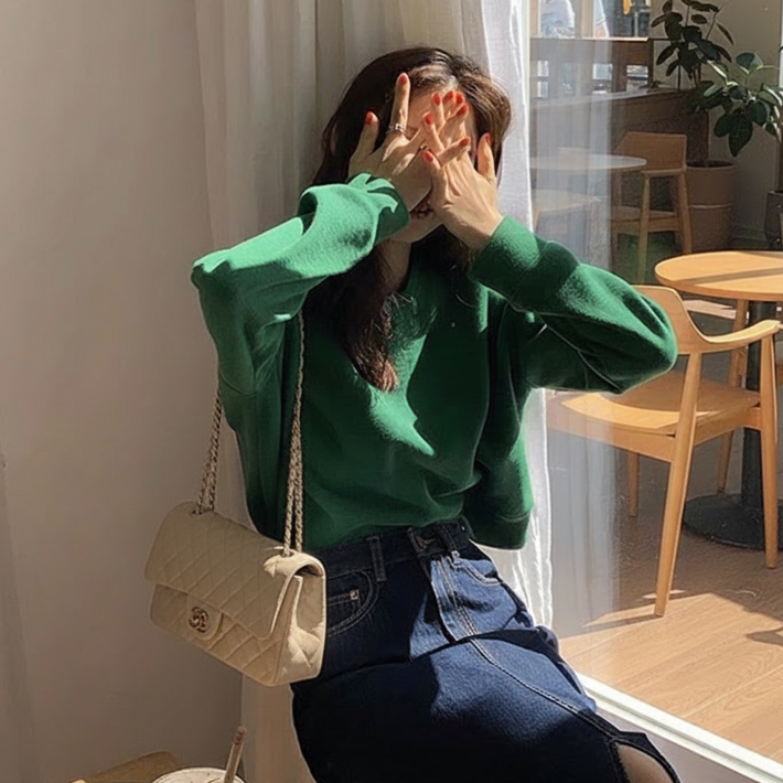 여성 기본 면 봄가을 루즈핏 맨투맨 긴팔티 티셔츠