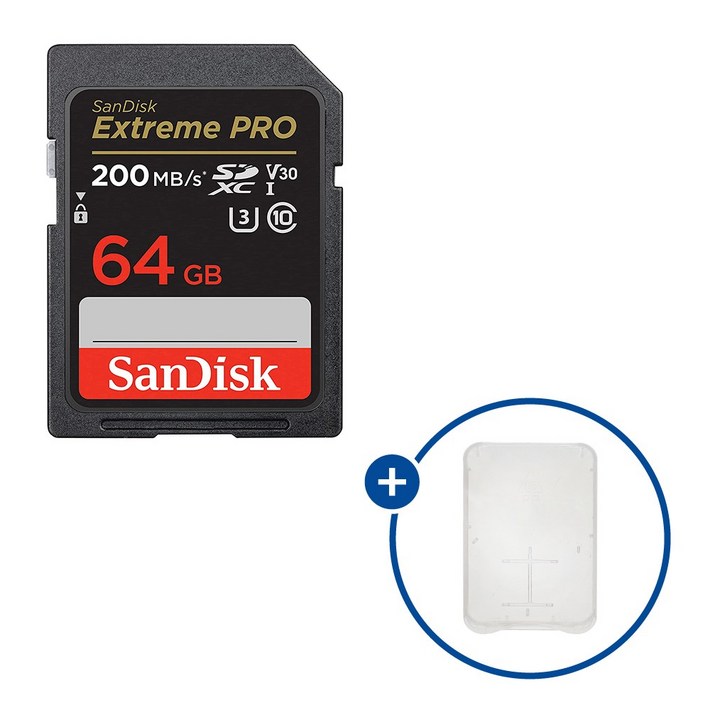 샌디스크 익스트림 프로 SD메모리카드 Extreme PRO UHSI 64GB SD카드 케이스, 1개, 64GB